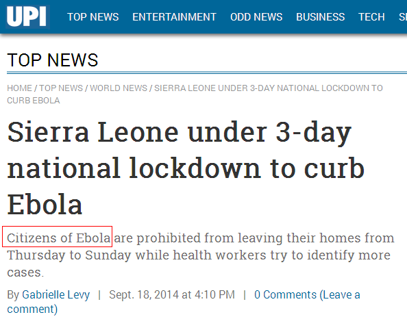 upi, united press international, fail, ebola, fraud, sierra leone, liberia, jfk medical center, monrovia, citizens of ebola